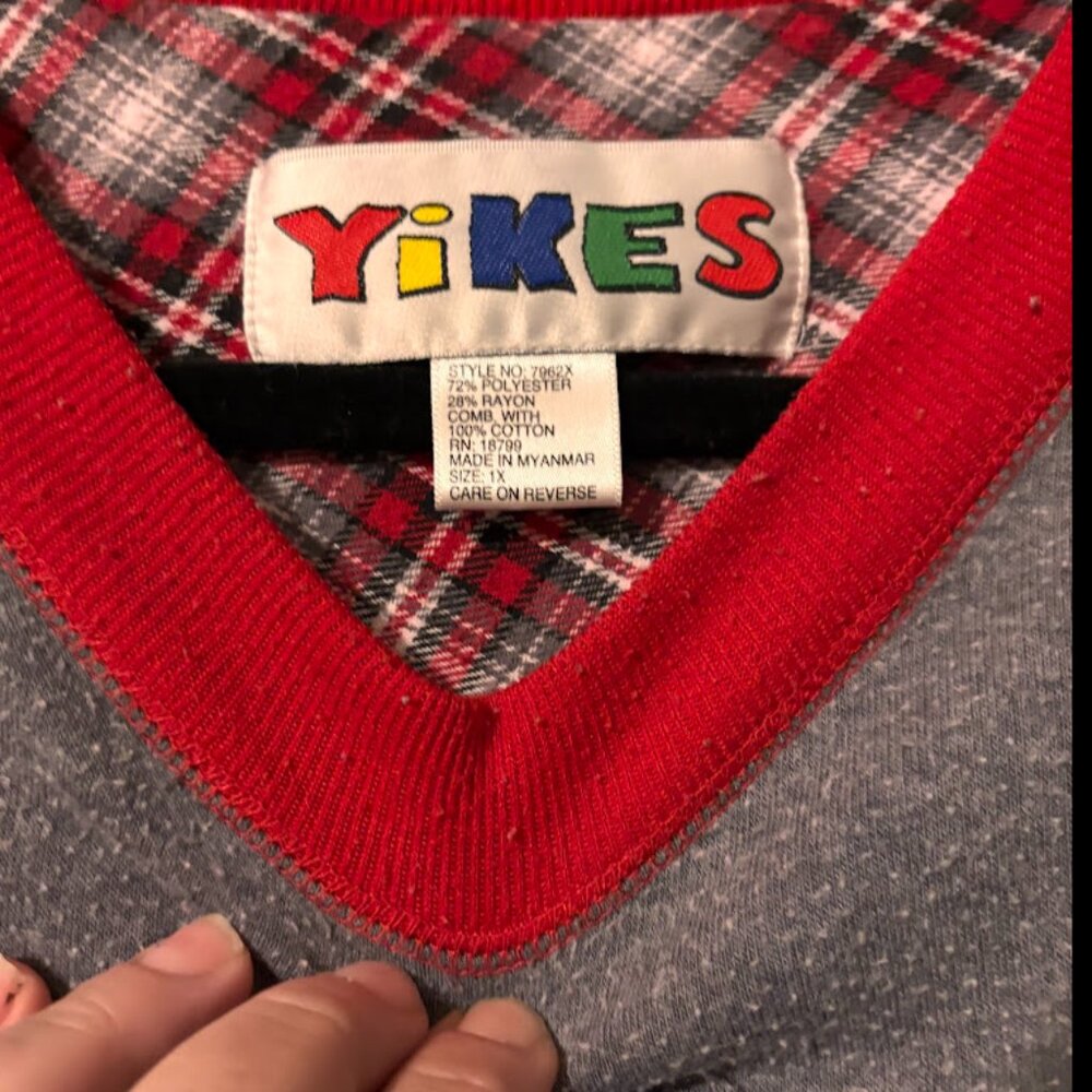 Vintage 1980s Christmas Cat Plaid Nightgown 1X - Picture 3 of 5